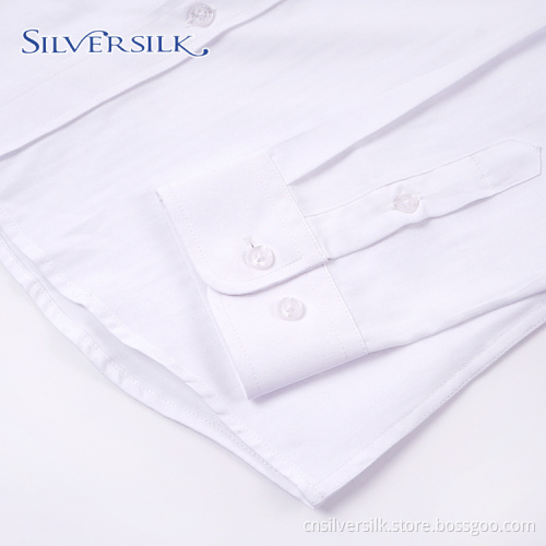 Breathable Herringbone White TC Long Sleeve Wedding Shirts